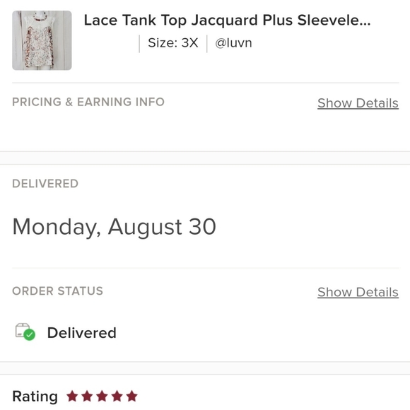 LAST Lace Top Jacquard Plus Sleeveless Self Esteem - Picture 9 of 9